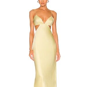 Significant Other Butter Yellow Plunge Slip Gown